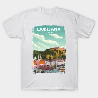 Ljubljana Slovenia Vintage Travel Poster T-Shirt